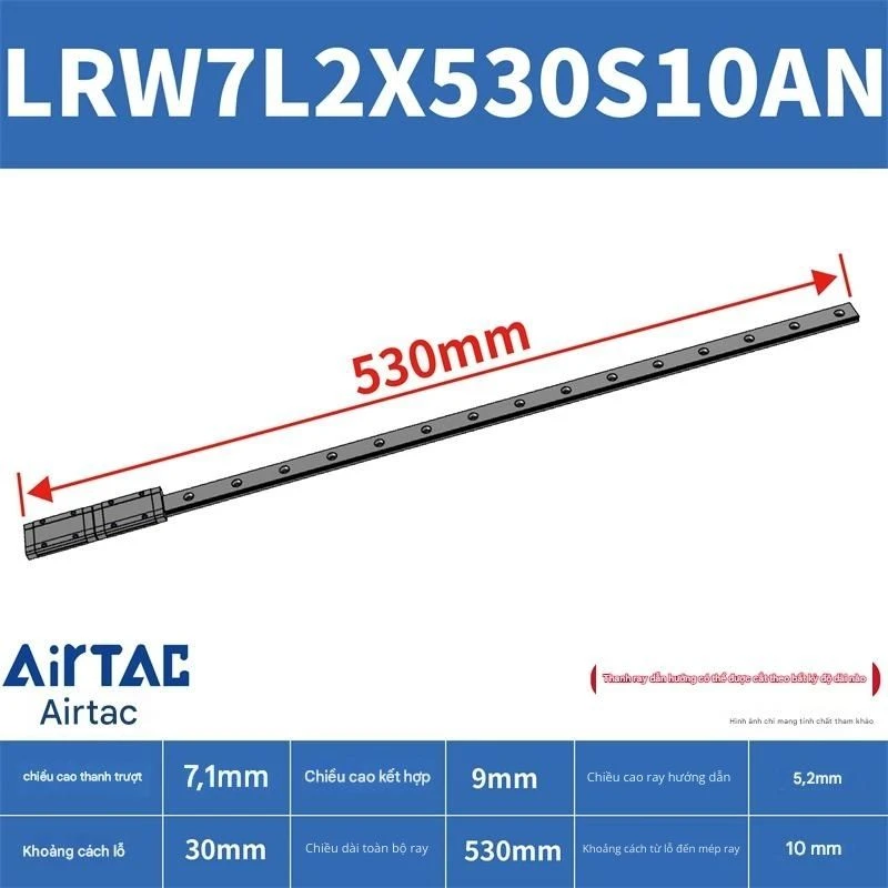 Ray trượt tuyến tính mini bản rộng LRW7L2X530S10AN - Ảnh 2