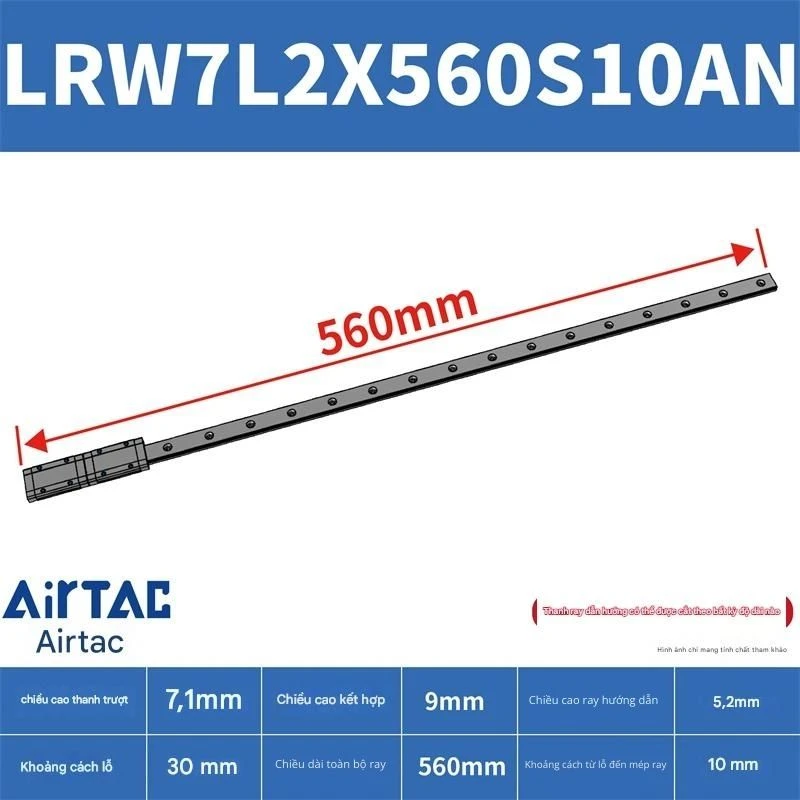 Ray trượt tuyến tính mini bản rộng LRW7L2X560S10AN - Ảnh 2