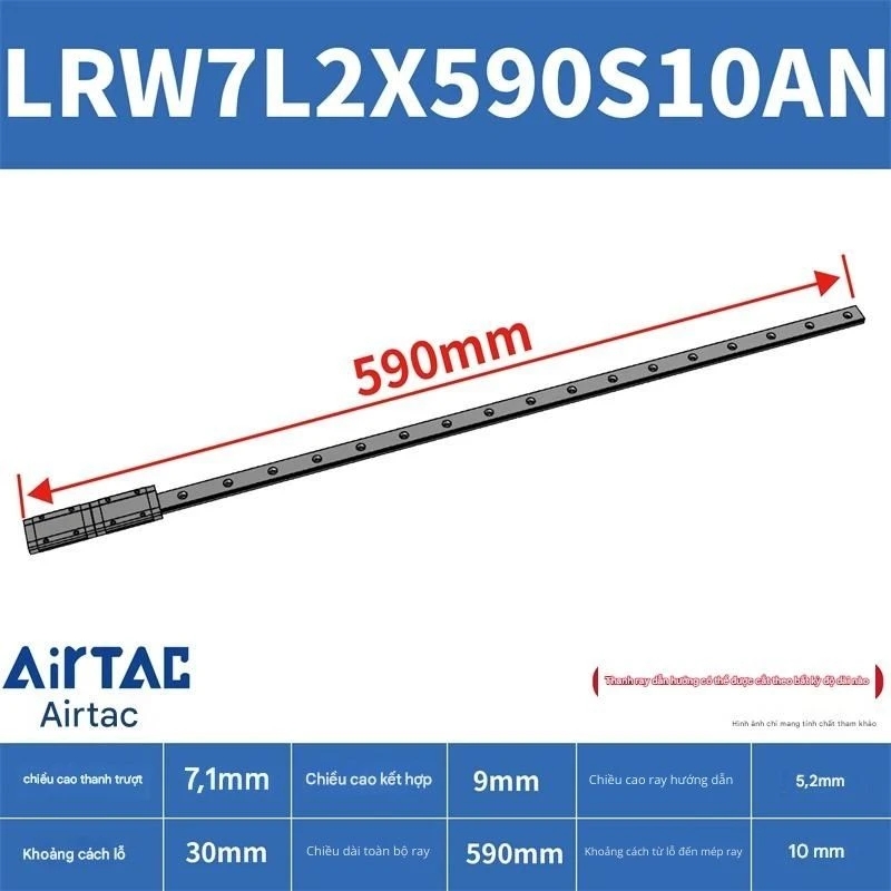 Ray trượt tuyến tính mini bản rộng LRW7L2X590S10AN - Ảnh 2