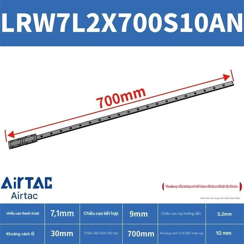Ray trượt tuyến tính mini bản rộng LRW7L2X700S10AN - Ảnh 2