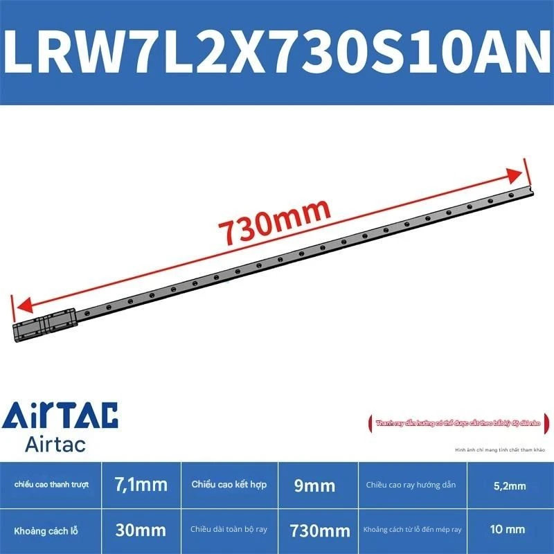 Ray trượt tuyến tính mini bản rộng LRW7L2X730S10AN - Ảnh 2