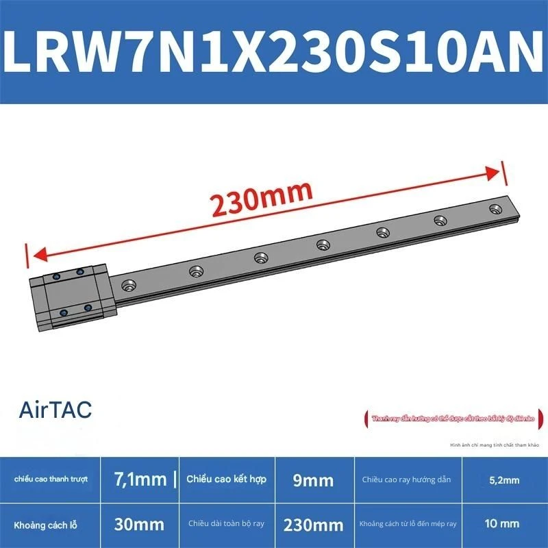 Ray trượt tuyến tính mini bản rộng LRW7N1X230S10AN - Ảnh 2