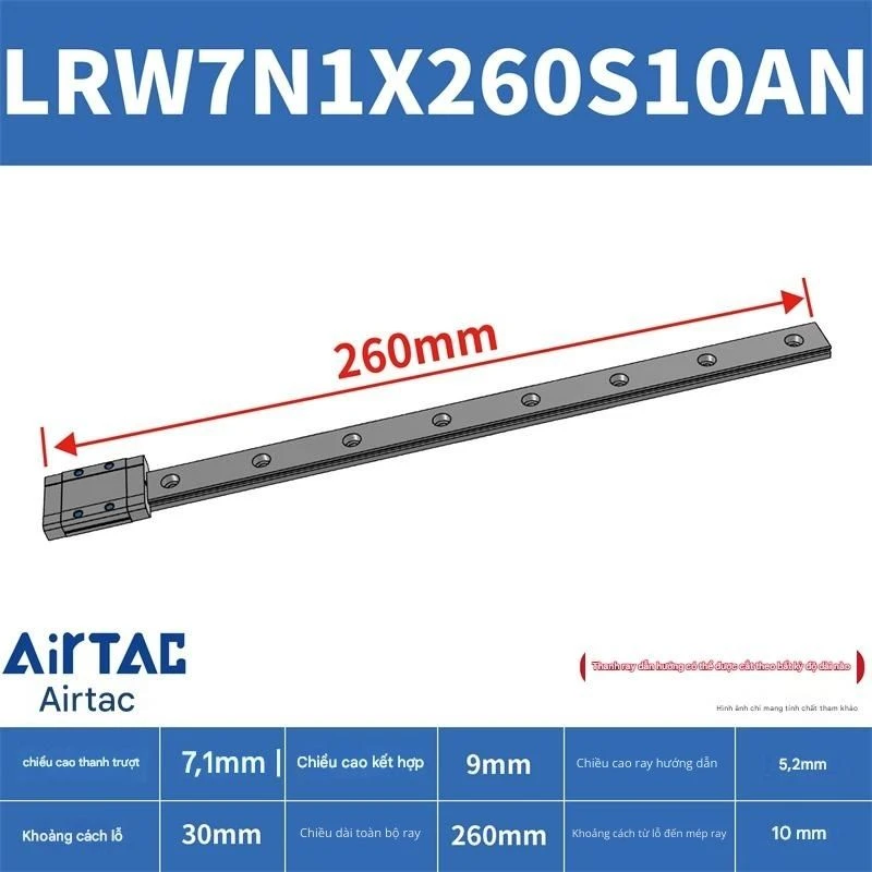 Ray trượt tuyến tính mini bản rộng LRW7N1X260S10AN - Ảnh 2
