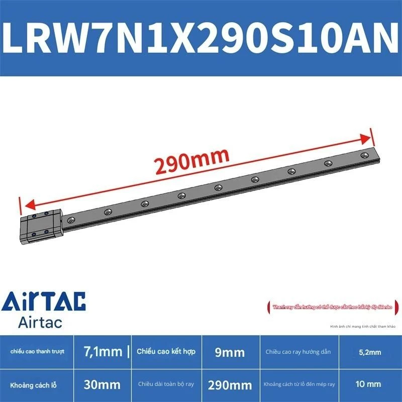 Ray trượt tuyến tính mini bản rộng LRW7N1X290S10AN - Ảnh 2