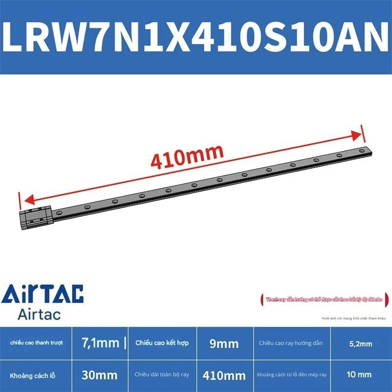 Ray trượt tuyến tính mini bản rộng LRW7N1X410S10AN - Ảnh 2