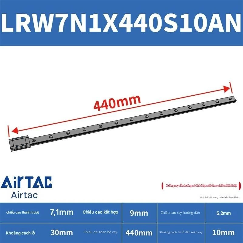 Ray trượt tuyến tính mini bản rộng LRW7N1X440S10AN - Ảnh 2