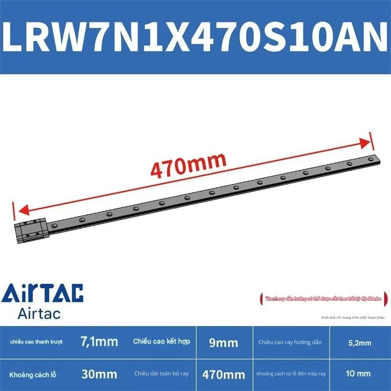 Ray trượt tuyến tính mini bản rộng LRW7N1X470S10AN - Ảnh 2
