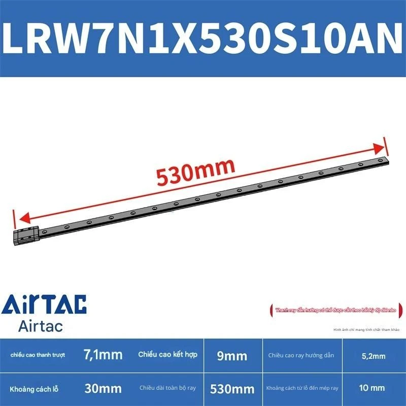 Ray trượt tuyến tính mini bản rộng LRW7N1X530S10AN - Ảnh 2