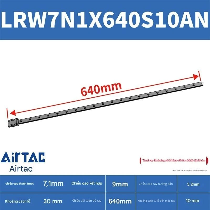 Ray trượt tuyến tính mini bản rộng LRW7N1X640S10AN - Ảnh 2