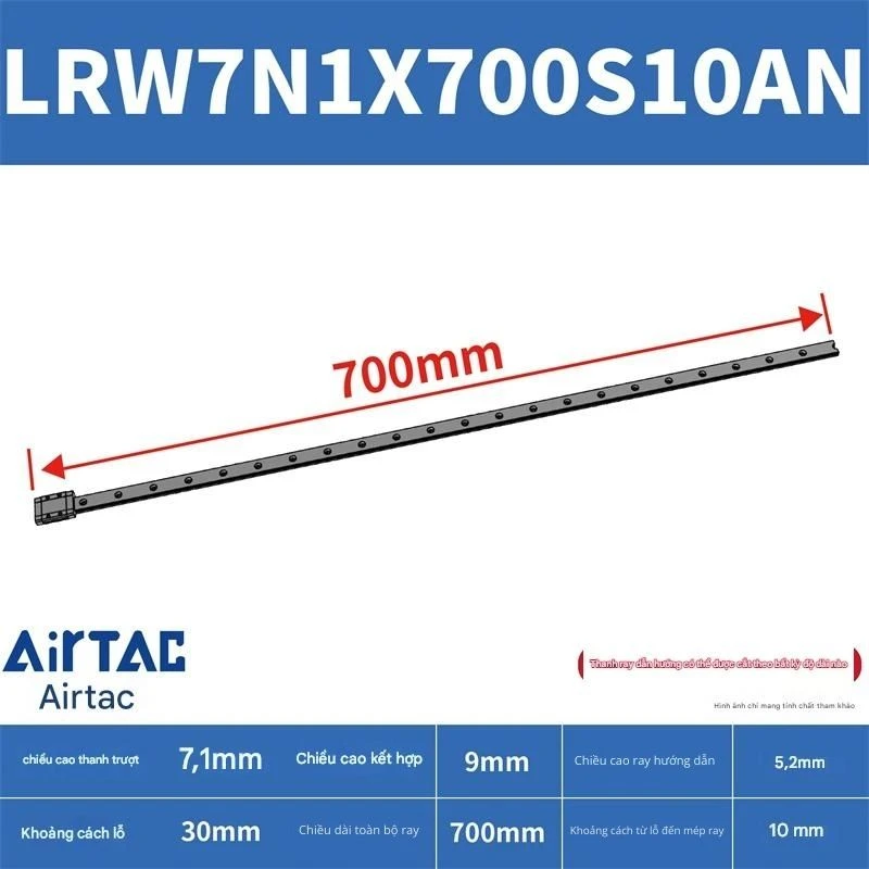 Ray trượt tuyến tính mini bản rộng LRW7N1X700S10AN - Ảnh 2