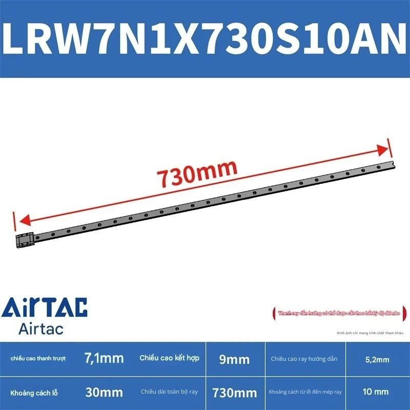 Ray trượt tuyến tính mini bản rộng LRW7N1X730S10AN - Ảnh 2
