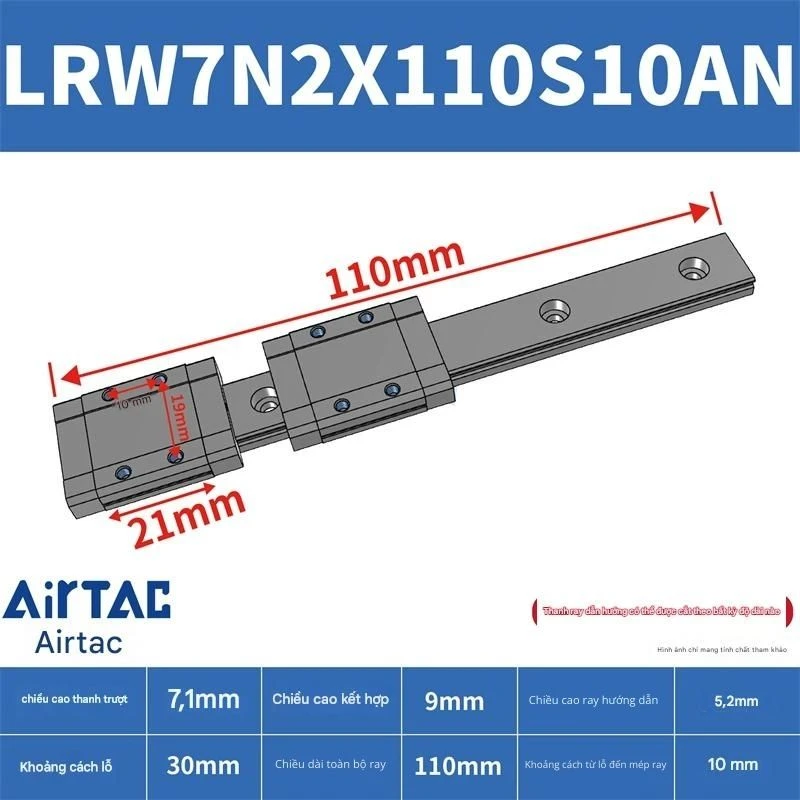 Ray trượt tuyến tính mini bản rộng LRW7N2X110S10AN - Ảnh 2