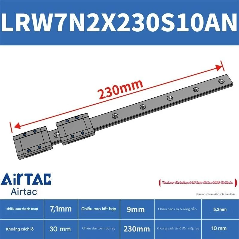 Ray trượt tuyến tính mini bản rộng LRW7N2X230S10AN - Ảnh 2