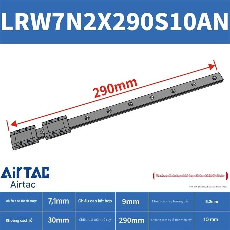 Ray trượt tuyến tính mini bản rộng LRW7N2X290S10AN - Ảnh 2