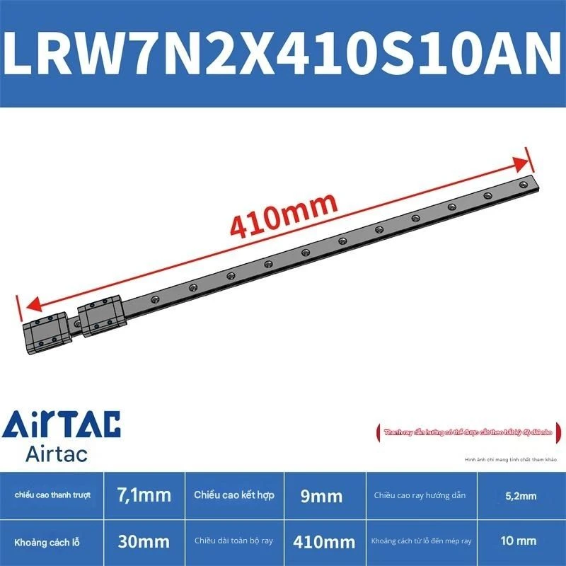 Ray trượt tuyến tính mini bản rộng LRW7N2X410S10AN - Ảnh 2