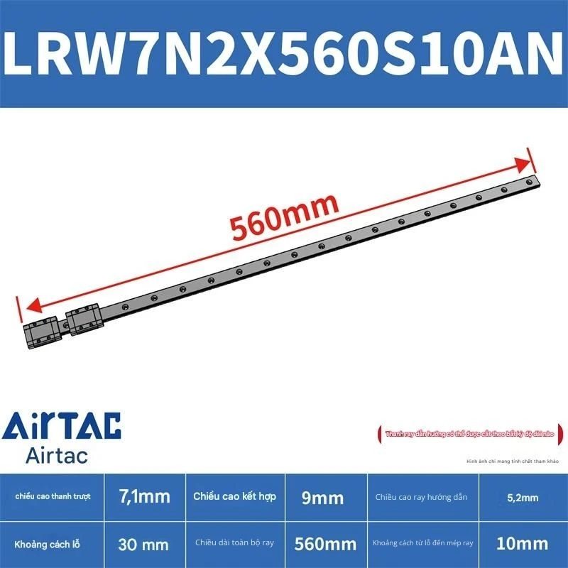 Ray trượt tuyến tính mini bản rộng LRW7N2X560S10AN - Ảnh 2