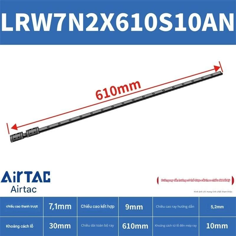 Ray trượt tuyến tính mini bản rộng LRW7N2X610S10AN - Ảnh 2