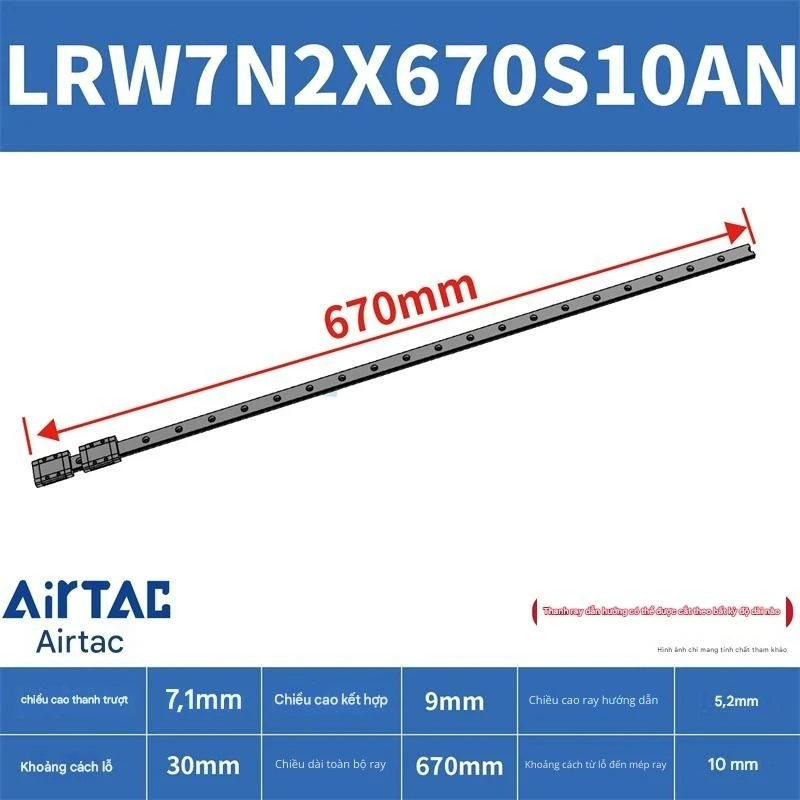 Ray trượt tuyến tính mini bản rộng LRW7N2X670S10AN - Ảnh 2