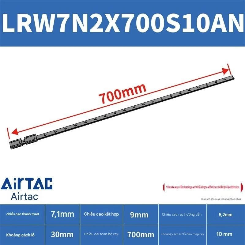 Ray trượt tuyến tính mini bản rộng LRW7N2X700S10AN - Ảnh 2