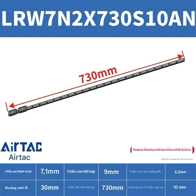 Ray trượt tuyến tính mini bản rộng LRW7N2X730S10AN - Ảnh 2