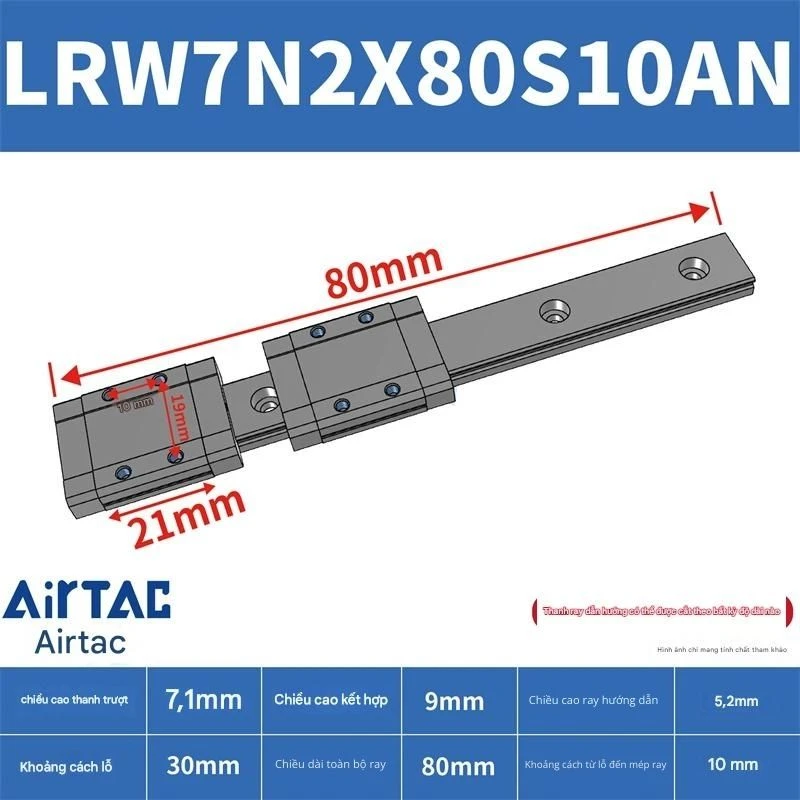 Ray trượt tuyến tính mini bản rộng LRW7N2X80S10AN - Ảnh 2