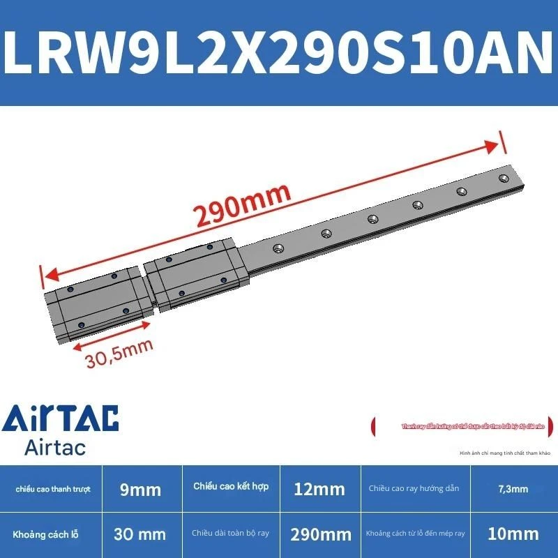Ray trượt tuyến tính mini bản rộng LRW9L2X290S10AN - Ảnh 2