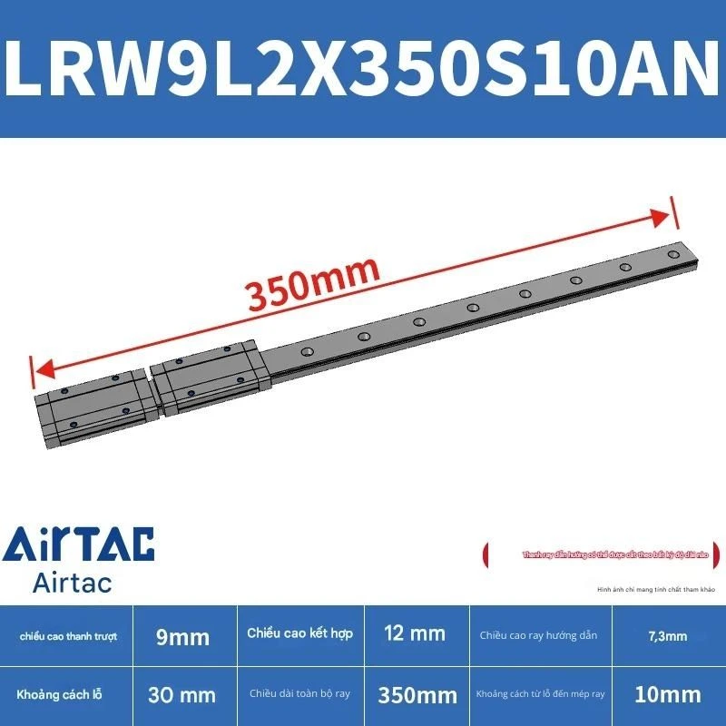 Ray trượt tuyến tính mini bản rộng LRW9L2X350S10AN - Ảnh 2