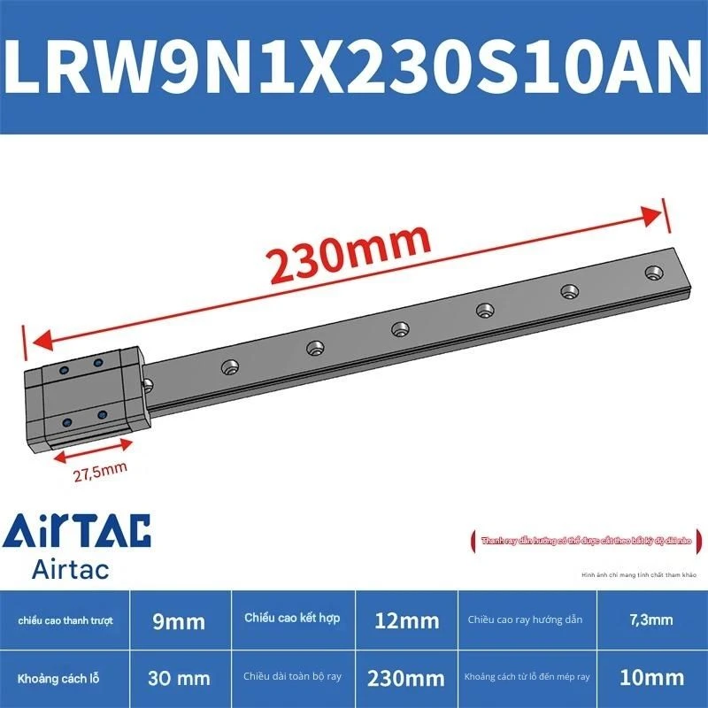 Ray trượt tuyến tính mini bản rộng LRW9N1X230S10AN - Ảnh 2