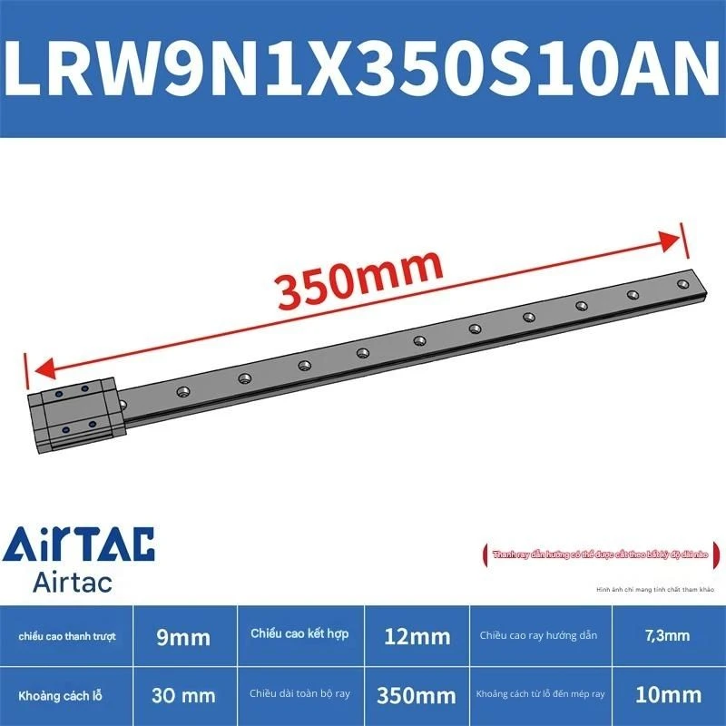 Ray trượt tuyến tính mini bản rộng LRW9N1X350S10AN - Ảnh 2