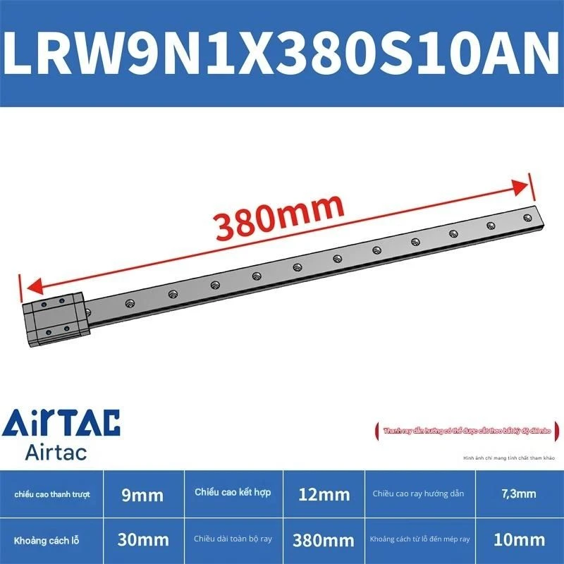 Ray trượt tuyến tính mini bản rộng LRW9N1X380S10AN - Ảnh 2