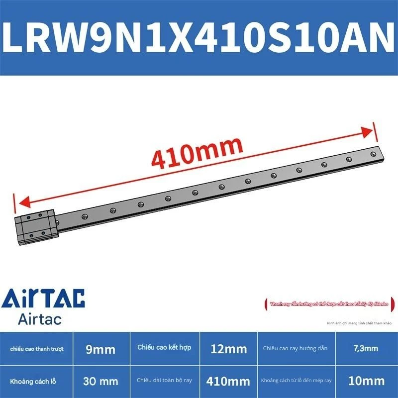 Ray trượt tuyến tính mini bản rộng LRW9N1X410S10AN - Ảnh 2