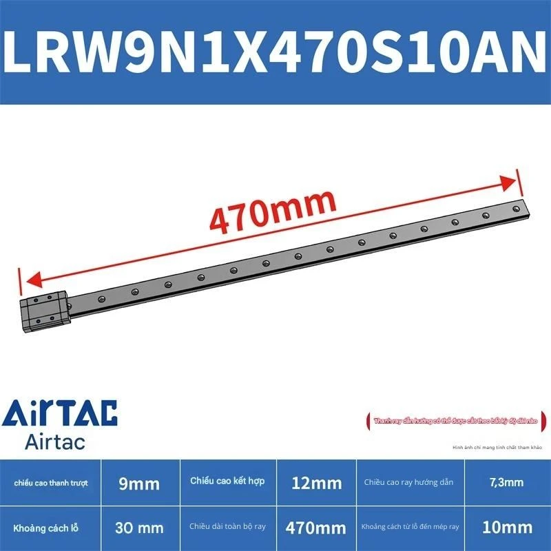 Ray trượt tuyến tính mini bản rộng LRW9N1X470S10AN - Ảnh 2