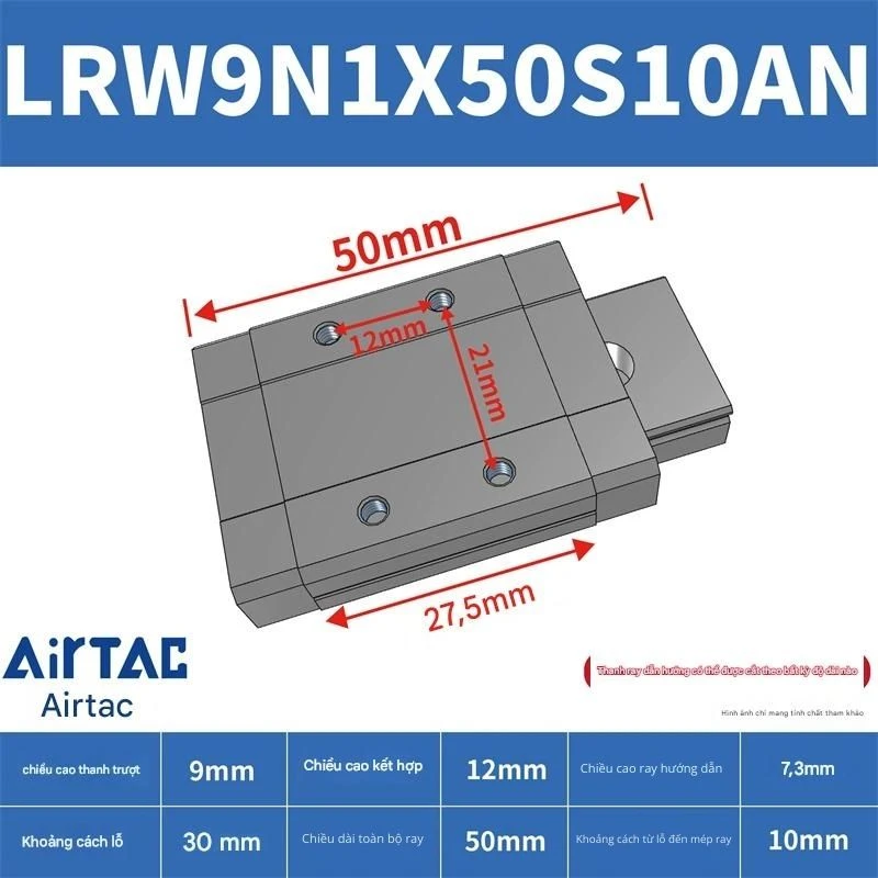 Ray trượt tuyến tính mini bản rộng LRW9N1X50S10AN - Ảnh 2