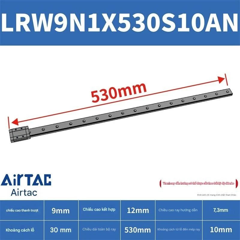 Ray trượt tuyến tính mini bản rộng LRW9N1X530S10AN - Ảnh 2