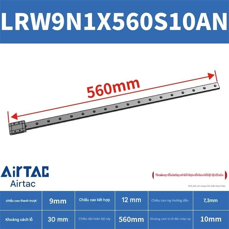 Ray trượt tuyến tính mini bản rộng LRW9N1X560S10AN - Ảnh 2