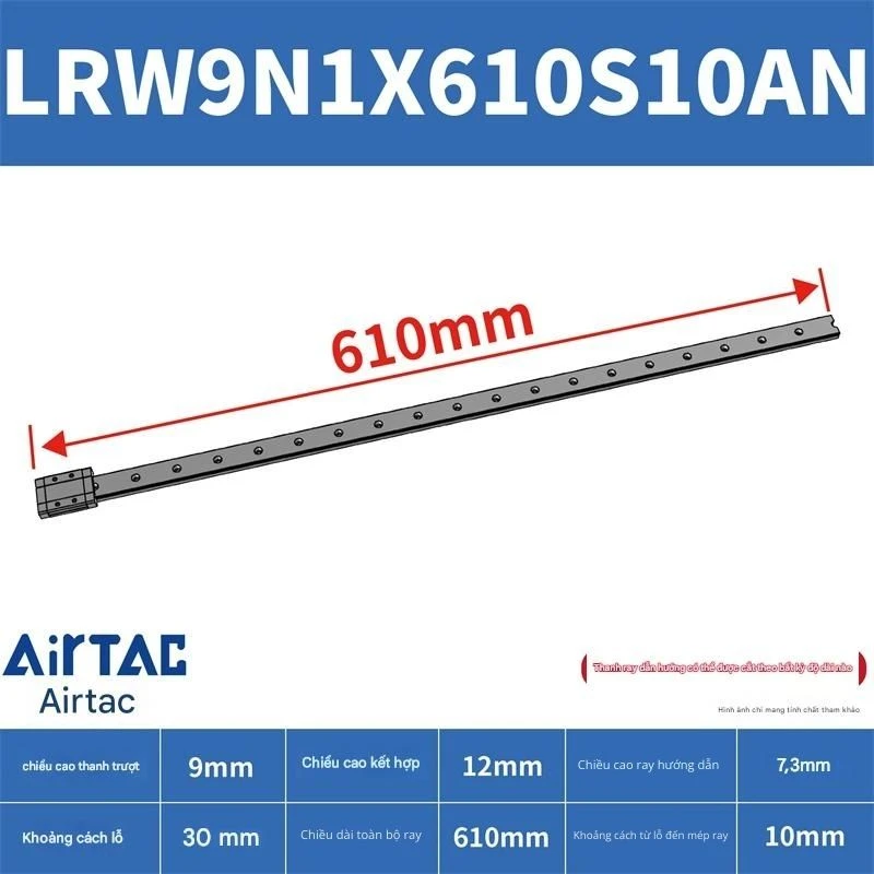Ray trượt tuyến tính mini bản rộng LRW9N1X610S10AN - Ảnh 2
