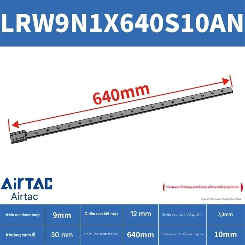 Ray trượt tuyến tính mini bản rộng LRW9N1X640S10AN - Ảnh 2