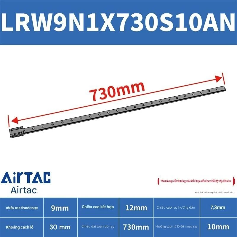 Ray trượt tuyến tính mini bản rộng LRW9N1X730S10AN - Ảnh 2
