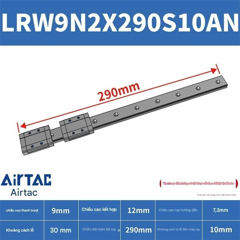 Ray trượt tuyến tính mini bản rộng LRW9N2X290S10AN - Ảnh 2