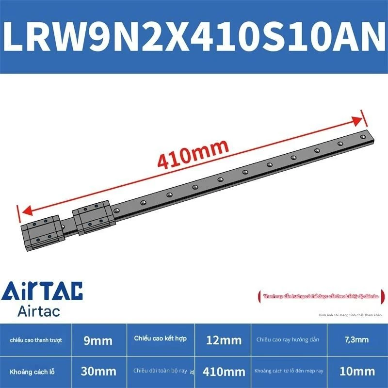 Ray trượt tuyến tính mini bản rộng LRW9N2X410S10AN - Ảnh 2