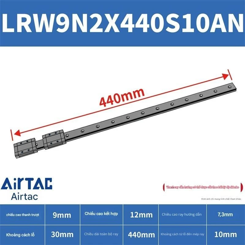Ray trượt tuyến tính mini bản rộng LRW9N2X440S10AN - Ảnh 2