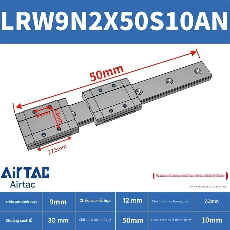 Ray trượt tuyến tính mini bản rộng LRW9N2X50S10AN - Ảnh 2