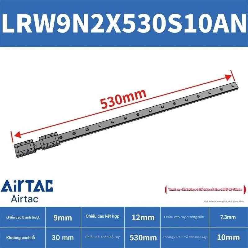 Ray trượt tuyến tính mini bản rộng LRW9N2X530S10AN - Ảnh 2
