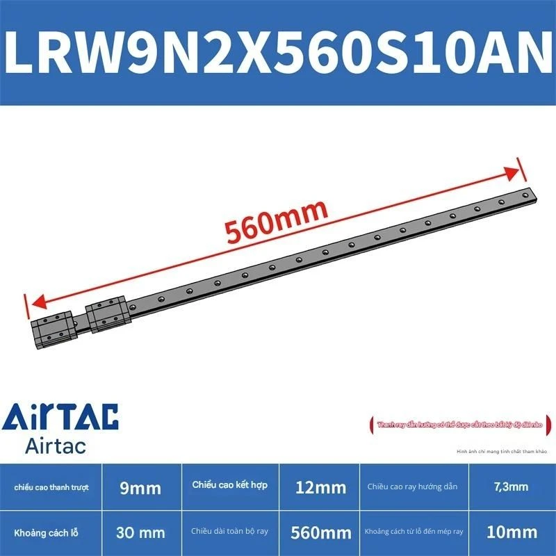 Ray trượt tuyến tính mini bản rộng LRW9N2X560S10AN - Ảnh 2