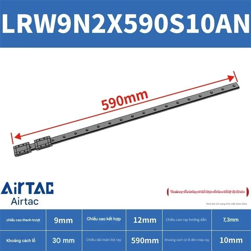 Ray trượt tuyến tính mini bản rộng LRW9N2X590S10AN - Ảnh 2