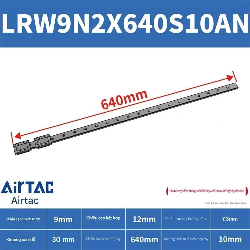 Ray trượt tuyến tính mini bản rộng LRW9N2X640S10AN - Ảnh 2