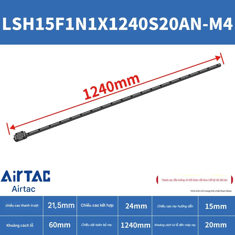 Ray trượt vuông tiêu chuẩn LSH15F1N1X1240S20AN-M4 - Ảnh 2