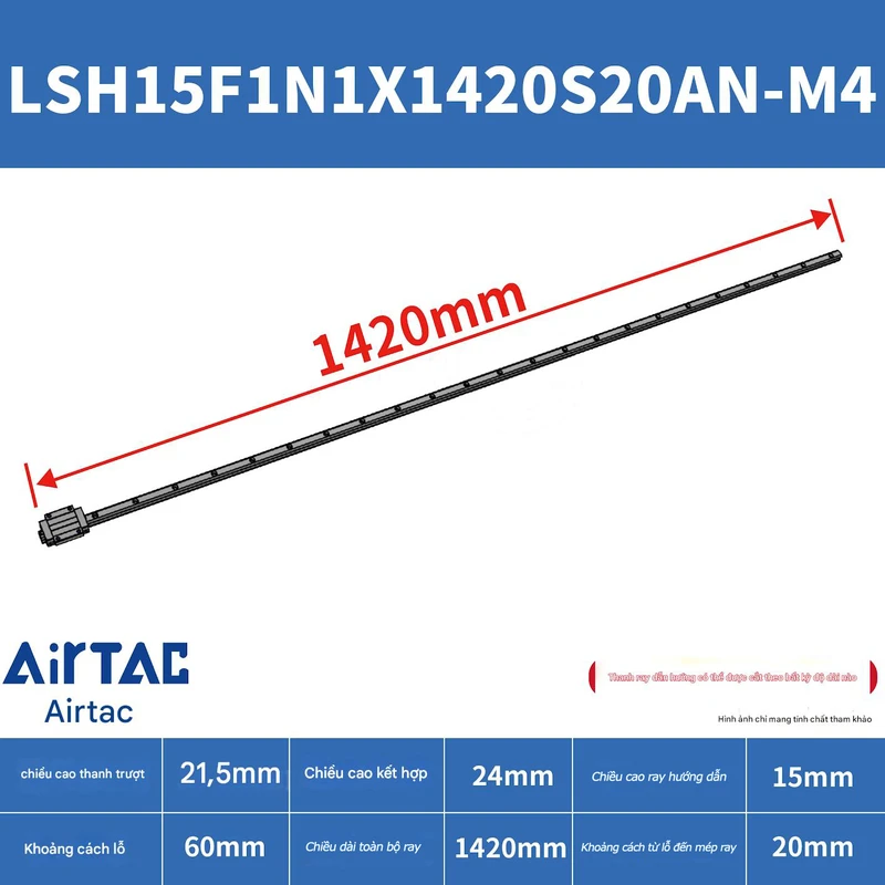 Ray trượt vuông tiêu chuẩn LSH15F1N1X1420S20AN-M4 - Ảnh 2