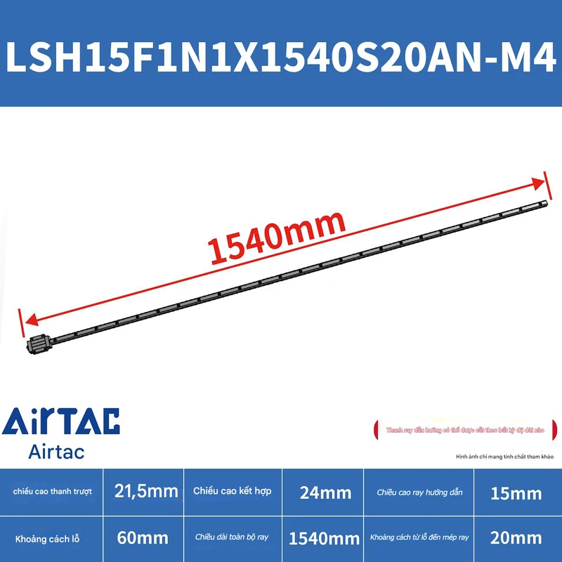Ray trượt vuông tiêu chuẩn LSH15F1N1X1540S20AN-M4 - Ảnh 2