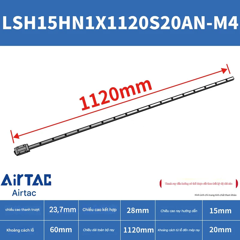 Ray trượt vuông tiêu chuẩn LSH15HN1X1120S20AN-M4 - Ảnh 2